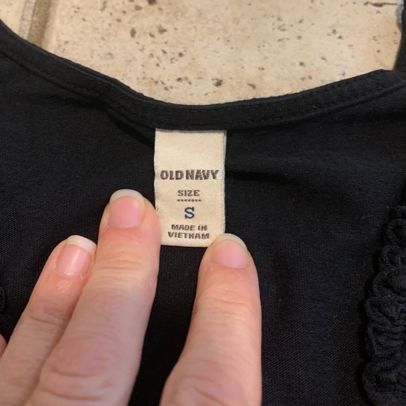 💜 Old Navy Black V-Neck Ruffle Maxi Dress Smocked Waist S - Picture 3 of 6